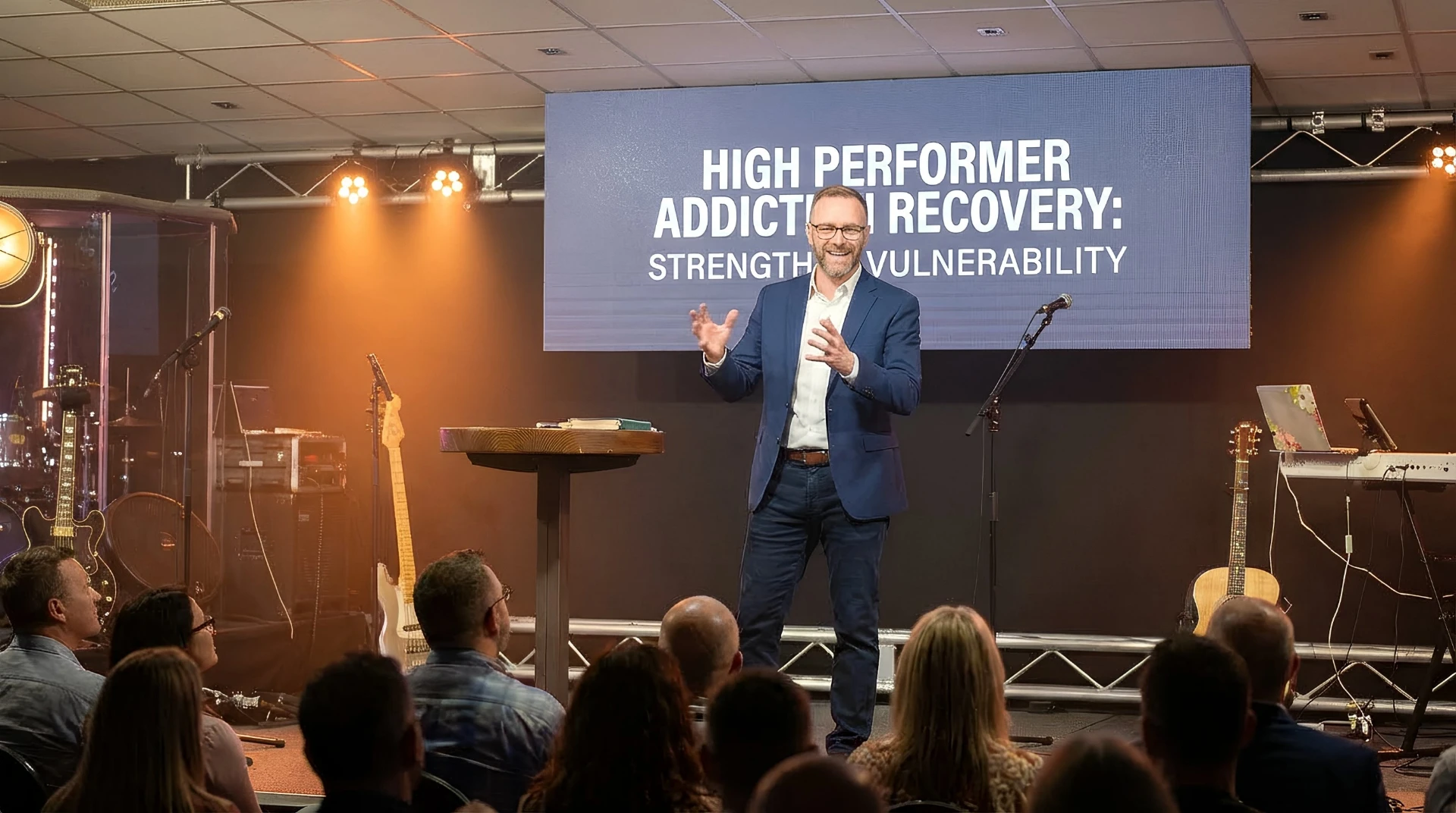 Sean speaking about vulnerability and mental wellness for high performers